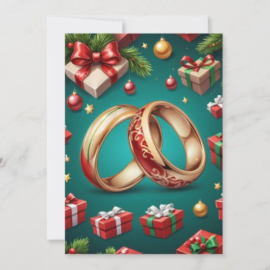 赤と緑のクリスマス・セーブ・ザ・デートカード 招待状 (正面)