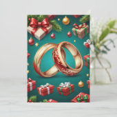 赤と緑のクリスマス・セーブ・ザ・デートカード 招待状 (スタンド正面)