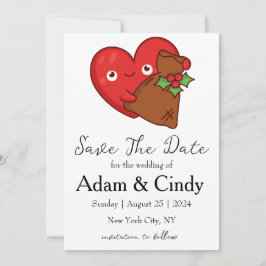 赤と緑のクリスマス・セーブ・ザ・デートカード 招待状