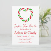 赤と緑のクリスマス・セーブ・ザ・デートカード 招待状 (スタンド正面)