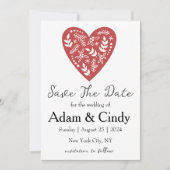 赤と緑のクリスマス・セーブ・ザ・デートカード 招待状 (正面)