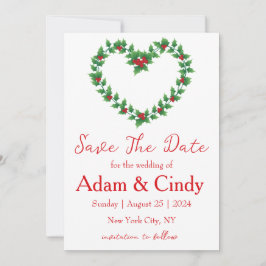 赤と緑のクリスマス・セーブ・ザ・デートカード 招待状