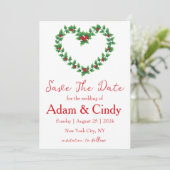 赤と緑のクリスマス・セーブ・ザ・デートカード 招待状 (スタンド正面)