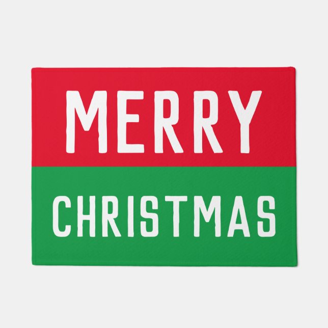赤と緑のクリスマス ドアマット (正面)