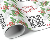 赤と緑のクリスマス フローラルロゴ ラッピングペーパー (ロールコーナー)