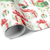 赤と緑のクリスマス・プレゼント ラッピングペーパー (ロールコーナー)
