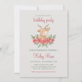 赤と緑のクリスマス ポインセチア 鹿の誕生日 招待状 (正面)