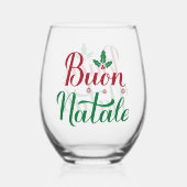 赤と緑のクリスマス Buon Natale ステムなしワイングラス (裏面)