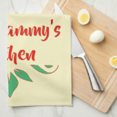 赤と緑のグラミーのキッチンタイポグラフィデザイン キッチンタオル (四つ折り)