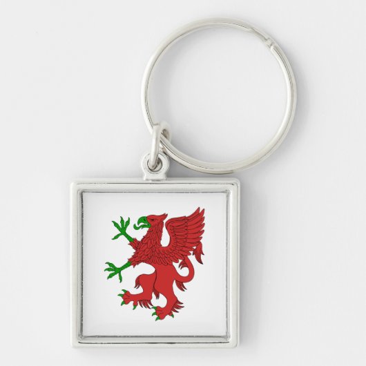 赤と緑のグリフィン キーホルダー (正面)