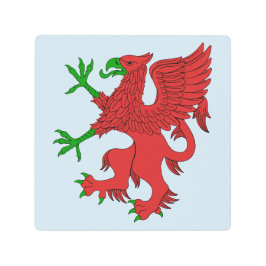 赤と緑のグリフィン メタルプリント