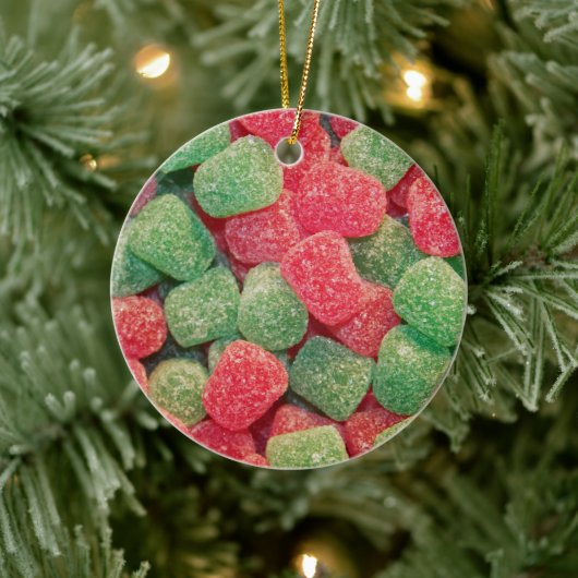 赤と緑のグンドロップキャンディ写真 セラミックオーナメント (ツリー)
