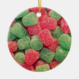赤と緑のグンドロップキャンディ写真 セラミックオーナメント