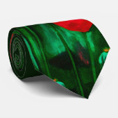 赤と緑のケシ、フローラアートテンプレート花 ネクタイ (ロール)