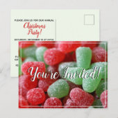 赤と緑のゴムドロップ クリスマス招待状 ポストカード (正面/裏面)