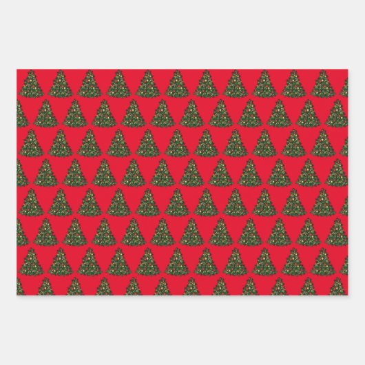 赤と緑のサンタクロースのクリスマス ラッピングペーパーシート (正面)