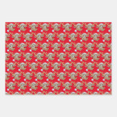 赤と緑のサンタクロースのクリスマス ラッピングペーパーシート (正面2)