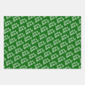 赤と緑のシックな白ストライプ水玉模様と ラッピングペーパーシート (正面)