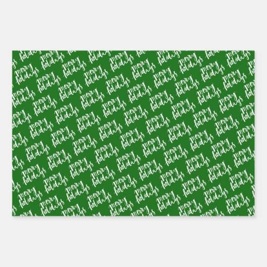 赤と緑のシックな白ストライプ水玉模様と ラッピングペーパーシート (正面)