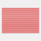 赤と緑のシックな白ストライプ水玉模様と ラッピングペーパーシート (正面3)