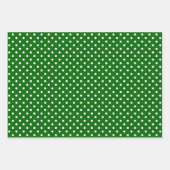 赤と緑のシックな白ストライプ水玉模様と ラッピングペーパーシート (正面2)