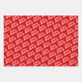 赤と緑のシックな白ストライプ水玉模様と ラッピングペーパーシート (正面)