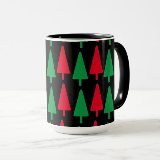 赤と緑のシンプルクリスマスツリーズ マグカップ (正面右)