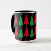 赤と緑のシンプルクリスマスツリーズ マグカップ (正面左)