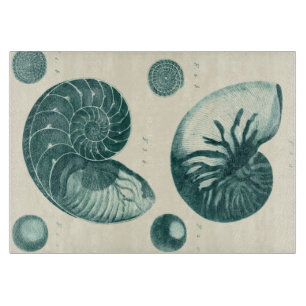 赤と緑のシーシェルアート カッティングボード