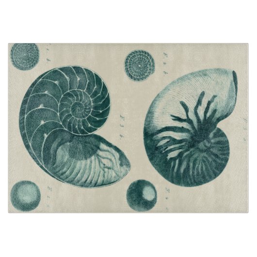 赤と緑のシーシェルアート カッティングボード (正面)