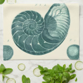 赤と緑のシーシェルアート キッチンタオル (折り畳み)