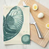 赤と緑のシーシェルアート キッチンタオル (四つ折り)