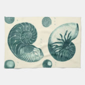 赤と緑のシーシェルアート キッチンタオル (横)