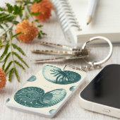 赤と緑のシーシェルアート キーホルダー (正面右)