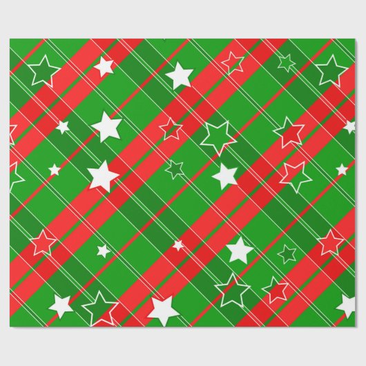赤と緑のジオメトリックストライプス ラッピングペーパー (フラット)
