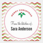 赤と緑のジガグ、のキッチンから スクエアシール (正面)