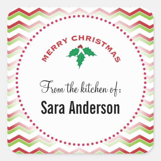 赤と緑のジガグ、のキッチンから スクエアシール (正面)