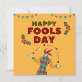 赤と緑のジャグリング道化師の陶器 シーズンカード (正面)