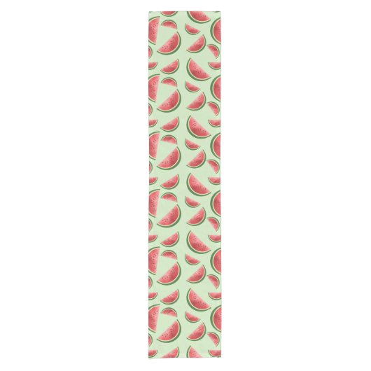 赤と緑のスイカの果実の夏のパターン ショートテーブルランナー (正面)