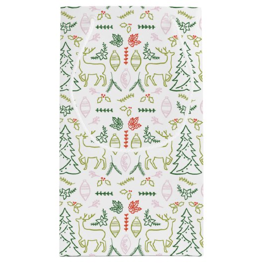 赤と緑のスカンジナビア様式抱き枕 スモールペーパーバッグ (裏面)