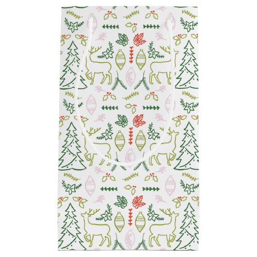 赤と緑のスカンジナビア様式抱き枕 スモールペーパーバッグ (正面)