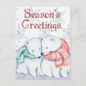 赤と緑のスカーフのかわいいホッキョクグマ ポストカード (正面)