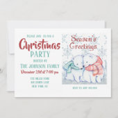 赤と緑のスカーフのかわいいホッキョクグマ 招待状 (正面)