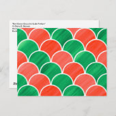 赤と緑のスケールパターンのクリスマスポストカード シーズンポストカード (正面/裏面)