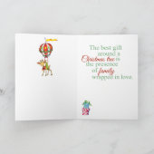 赤と緑のストッキングの写真クリスマスカード。 シーズンカード (内部)