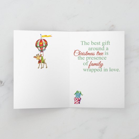 赤と緑のストッキングの写真クリスマスカード。 シーズンカード (内部)