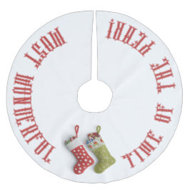 赤と緑のストッキング、最も素晴らしい時間 ブラッシュドポリエステルツリースカート