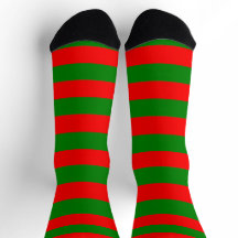 赤と緑のストライプのクリスマスソックス