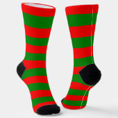 赤と緑のストライプのクリスマスソックス ソックス (傾斜あり)