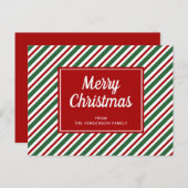 赤と緑のストライプの聖降誕祭 ポストカード (正面/裏面)